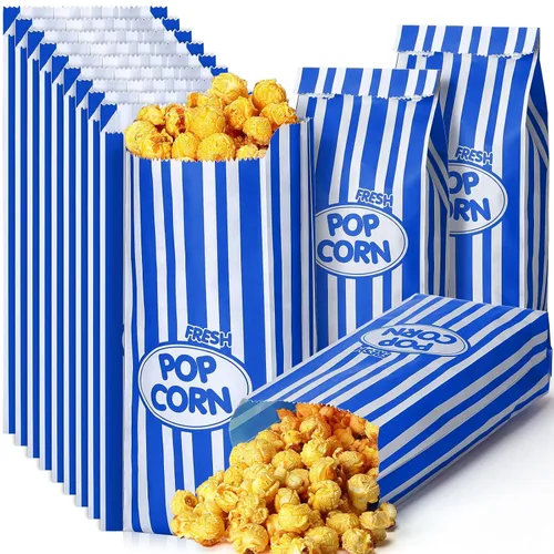 Miniatura 16 de Sherr 500 Piezas Bolsas de Palomitas de Maíz de 2oz a Granel Rayas Retro Rojas Bolsas de Palomitas de Maíz Desechables para Noches de Película Rojo