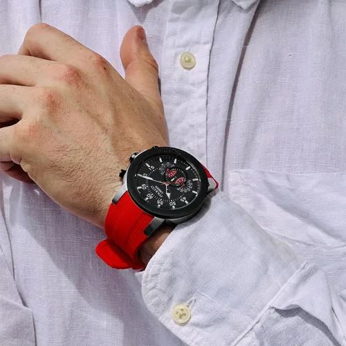 Miniatura 30 de MULCO Relojes para hombre - Creek, caja de acero inoxidable con correa de silicona para la muñeca, movimiento multifuncional de cuarzo, pantalla