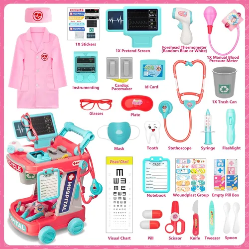Miniatura 6 de Kit de Médico para Niños Pequeños - Juego de Simulación de Médico para Niños - Juguetes Médicos de Juego de Rol con Disfraz y Estetoscopio - Kit