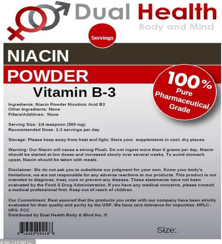 Miniatura 3 de Niacina en polvo (4 onzas) Suplemento a granel de vitamina B3 liberación inmediata niacina con ácido nicotínico sin OMG, vegano, sin gluten, empresa
