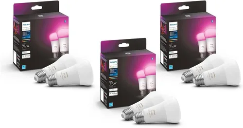 Miniatura 14 de Philips Hue Bombilla LED inteligente A19, 1 paquete, ambiente blanco y color, base E27, 9.5W, luz de espectro completo 1000K-20000K, 1100 lúmenes