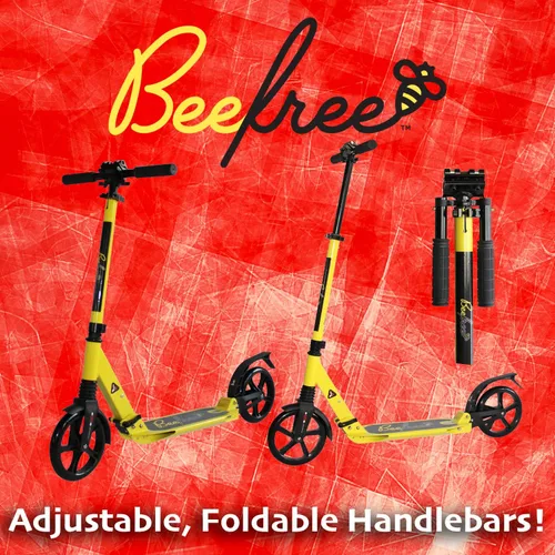 Miniatura 6 de Bee Free Patinete para niños, adolescentes y adultos, manubrio ajustable, construcción plegable, freno de pie trasero, suspensión antigolpes