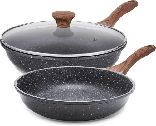Miniatura 19 de SENSARTE Sartenes antiadherentes con revestimiento de granito suizo, sartenes para tortilla, juego de ollas de cocina saludables para chef, libres