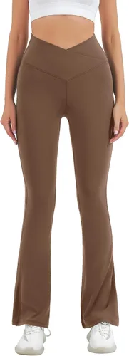 Miniatura 7 de HEGALY Pantalones de yoga acampanados para mujer, leggings cruzados, suaves, de cintura alta, pantalones casuales de entrenamiento con corte de bota