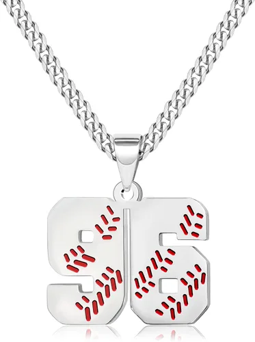 Miniatura 14 de Btysun Collares de béisbol de béisbol número 0-99 dijes de acero inoxidable para hombres, regalos de béisbol, papá, marido, regalo de Navidad