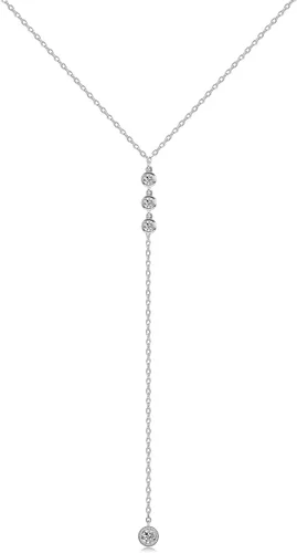 Miniatura 7 de Metzakka Handmade Sterling Silver Lariat Necklace, Simulated Diamond Dainty Drop Y Chain Necklace for Women