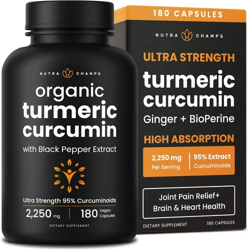 Curcumina de cúrcuma con extracto de pimienta negra de 1500 mg | 95% curcuminoides suplemento de cúrcuma extra fuerte para la salud de las