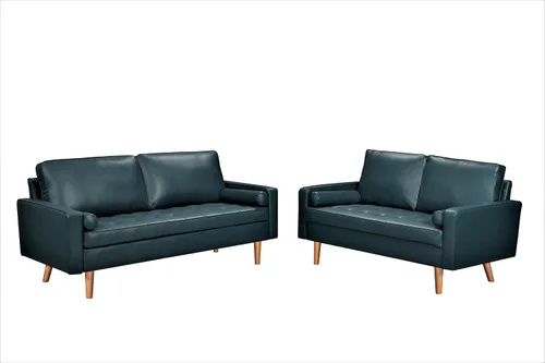 Miniatura 9 de Container Furniture - Sofá de piel sintética para la sala de estar moderna con cojines extraíbles y patas de madera maciza, sofá estilo lujoso