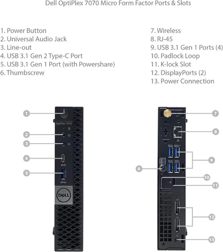 Miniatura 6 de Dell Optiplex 7070 MFF Micro Form Factor Desktop 9ª generación Intel Core i7-9700T 8 núcleos, 16 GB DDR4 RAM, 512 GB SSD, gráficos Intel UHD 630
