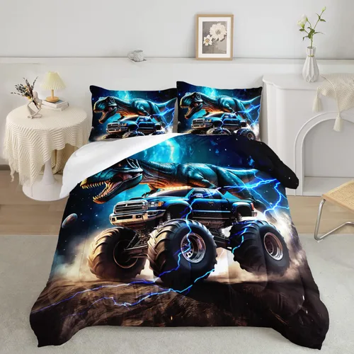 Miniatura 13 de AILONEN Juego de ropa de cama con estampado de gato en acuarela, tamaño individual con gatos y huellas para niños y niñas, juego de edredón suave