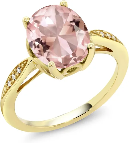 Miniatura 70 de Gem Stone King Anillo de compromiso de oro amarillo de 14 quilates de 2-3 quilates con piedra preciosa ovalada de 0.394 x 0.315 in y diamantes