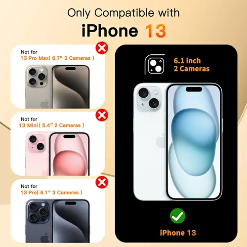 Miniatura 2 de COOLQO Funda para iPhone 13 de 6.1 pulgadas, soporte magnético de giro de 360° [compatible con Magsafe] [protección militar] chapado mate resistente