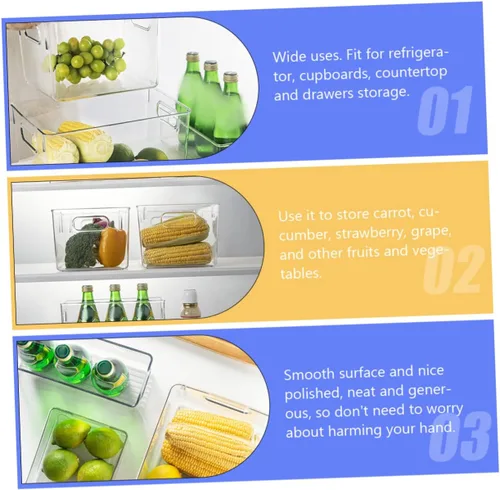 Miniatura 7 de SMASOLO Caja de almacenamiento transparente para refrigerador, versátil organizador de refrigerador para bebidas, frutas y verduras, organiza