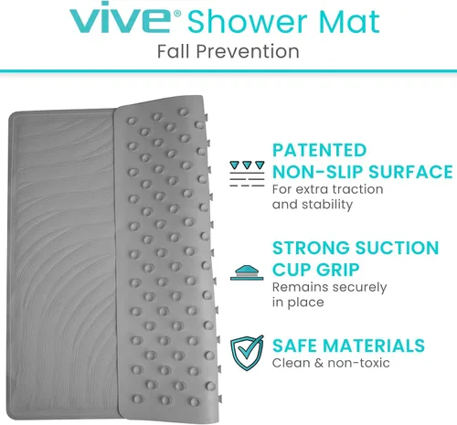 Miniatura 2 de Alfombrilla de ducha Vive - 22" por 22" cuadrada antideslizante, tapete grande de baño para bañera - Diseño patentado - Almohadilla antideslizante