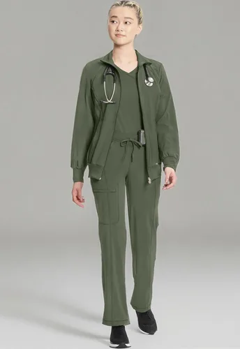 Miniatura 34 de Infinity by Cherokee 2391A - Chaquetas médicas con cremallera frontal para mujer, tela elástica en 4 direcciones