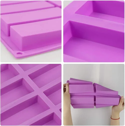 Miniatura 7 de Palksky (2 piezas) Barra rectangular de granola de 8 cavidades, molde de silicona, moldes de barra de nutrición/cereales, barra de energía
