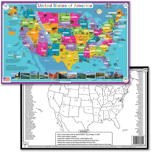 Miniatura 14 de Tot Talk Map of Africa Kids - Mantel individual educativo para niños, colección Part of Our World con actividades en la parte posterior, manteles
