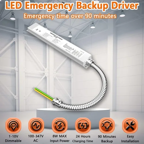 Miniatura 2 de Controlador de emergencia LED de 20 W, 100-347 V CA 175 V CC durante 90 minutos de tiempo de emergencia, controlador LED de emergencia regulable
