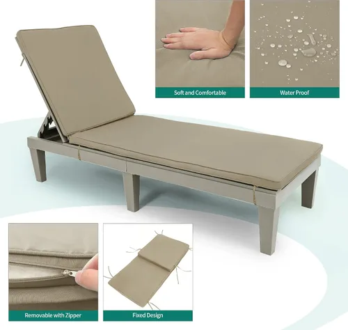 Miniatura 5 de YITAHOME - Tumbonas para exteriores con cojín y respaldo ajustable, tumbonas resistentes para patio junto a la piscina, fácil montaje, impermeables