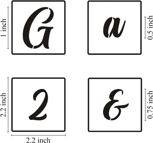 Miniatura 6 de Plantillas de letras del alfabeto de 1 pulgada para pintar, paquete de 70 plantillas de letras y números con letreros para pintar sobre madera