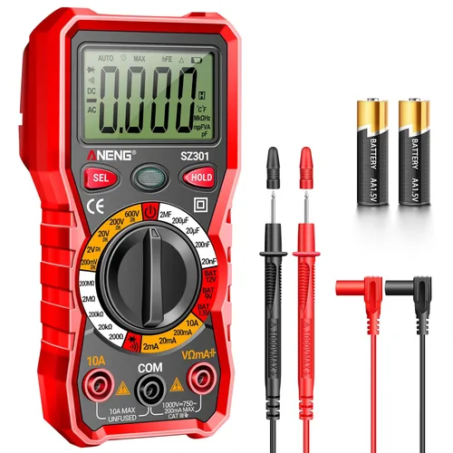 Miniatura 10 de ANENG Multímetro digital con estuche, voltímetro AC DC, medidor de voltios, amperios y ohmios, mide voltaje, corriente, resistencia, continuidad