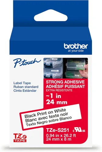 Miniatura 47 de Brother P-touch TZE-S951 - Cinta adhesiva laminada extra resistente de 1 pulgada (24 mm) de ancho, negro sobre plateado mate, laminada