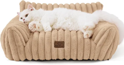 Miniatura 23 de Bedsure ComfyFleece Lindo sofá para gatos para mascotas, camas esponjosas para gatos con forro polar de pana suave de alta calidad, camas esponjosas