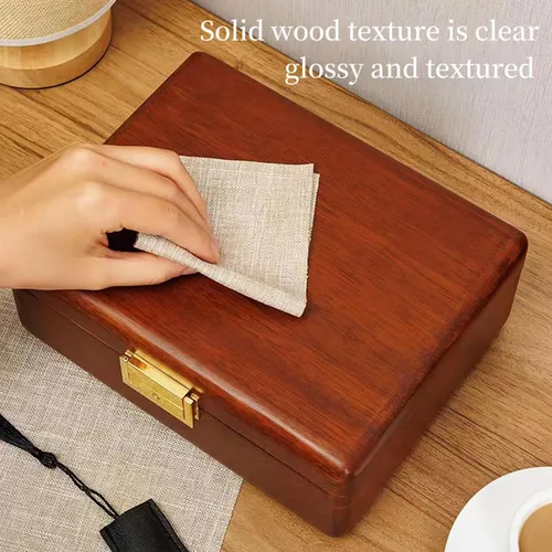 Miniatura 3 de Bescott Joyero de madera maciza de 2 capas con cerradura y llave para mujeres y hombres, organizador de joyas de madera de terciopelo vintage