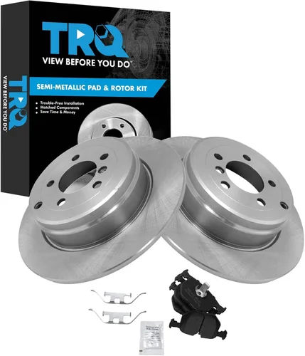 Miniatura 64 de TRQ Juego de pastillas de freno semimetálicas traseras y rotores compatibles con Chevrolet Trailblazer 02-06 Trailblazer EXT 04-06 SSR 02-07 GMC