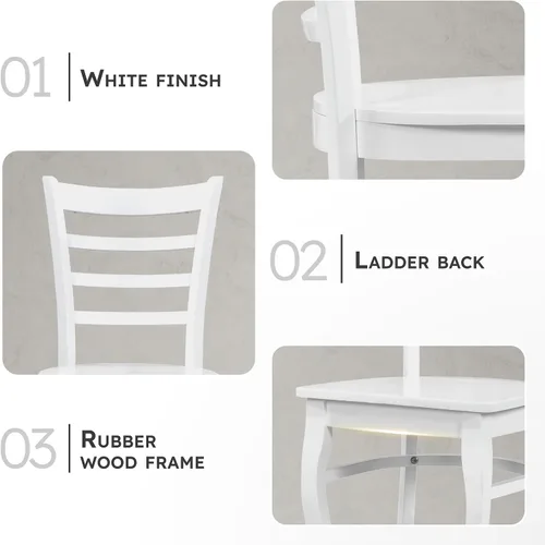 Miniatura 3 de Lexicon Juego de 2 sillas de comedor modernas, sillas de cocina y comedor de madera de caucho macizo, sin brazos, respaldo de escalera, fácil