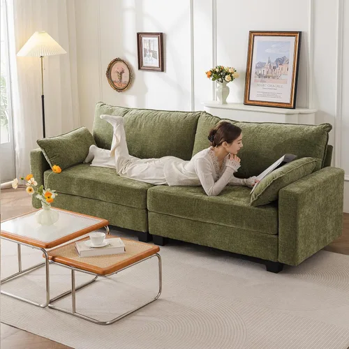 Miniatura 14 de Sofá de dos plazas de 53'' con almacenamiento en todos los asientos, sofá seccional modular con asiento profundo, cómodo sofá de gran