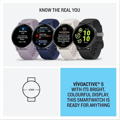 Miniatura 7 de Garmin vívoactive 5, reloj inteligente GPS de salud y fitness, pantalla AMOLED, hasta 11 días de batería (renovado) (negro)