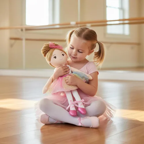 Miniatura 3 de June Garden Muñeca bailarina personalizada de 16 pulgadas, Monica, muñeca de ballet de felpa impresa con nombre personalizado para niñas, regalo