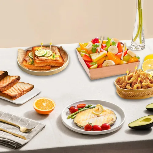 Miniatura 4 de Paquete de 100 Cajas de Charcutería con Tapas Transparentes, 5.5 Pulgadas Mini Envases de Comida para Llevar+200 Palillos para Cóctel+100 Etiquetas