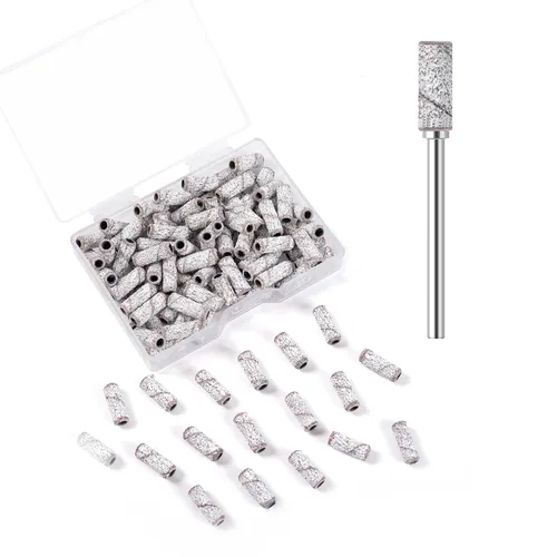 Miniatura 10 de 100 piezas de bandas pequeñas de lijado de uñas para taladro de uñas, bits mini de 3.1mm de mandril de lijado de uñas de grano 80 para uñas