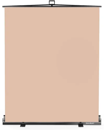 【Fácil configuración】 RAUBAY - Pantalla de fondo plegable de 59.8 x 82.7 pulgadas, color beige, panel portátil retráctil, fondo de fotos color nude