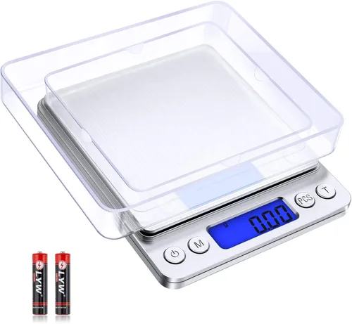 Miniatura 9 de Diyife - Báscula de alimentos de cocina de alta precisión de 0.00 oz, báscula digital portátil de 17.64 oz con pantalla LCD, tare, báscula Rosa