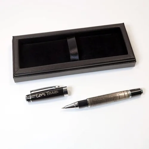 Miniatura 6 de Bolígrafo de metal personalizado con diseño de mapa del mundo premium + caja de regalo Diseña un regalo verdaderamente único Grabado con láser