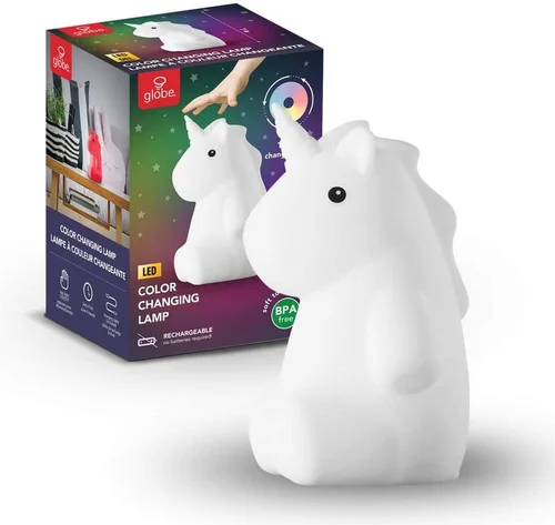 Adorable luz nocturna de silicona recargable LED multicolor cambiante integrada para habitaciones de bebés y niños (Rylie el unicornio)