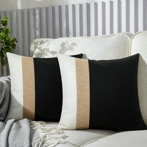 Miniatura 8 de JASEN Fundas de almohada negras de 12 x 20 pulgadas, fundas de almohada decorativas estilo bohemio lumbar para sofá o cama
