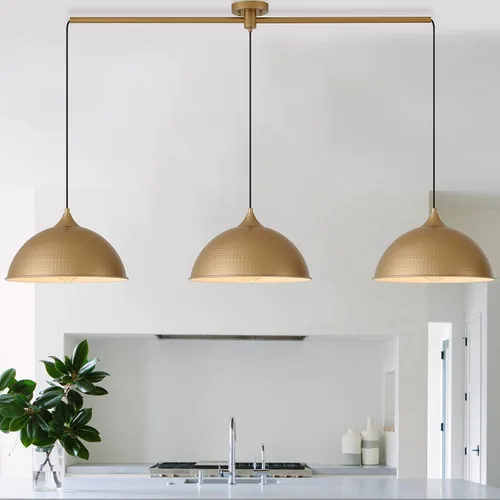 Miniatura 13 de Luces Colgantes Isla de Cocina, 12" Lámpara Colgante de Cúpula Negra y Dorada Vintage Industrial Luminarias Colgantes para Casa de Campo Comedor
