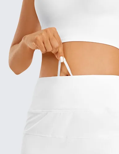 Miniatura 5 de CRZ YOGA Faldas de tenis ligeras de cintura alta para mujer, línea A, para entrenamiento, correr, deportes, golf, con bolsillos