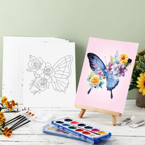 Miniatura 2 de Ctosree 12 juegos de lienzo predibujado para pintar adultos, kit de sorbo y pintura, lienzo preimpreso a granel para Pascua, Día de la Madre