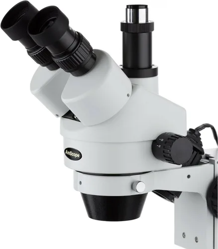 Miniatura 3 de AmScope Microscopio de zoom estéreo trinocular profesional SM-2T, oculares WH10x, aumento 7X-45X, objetivo de zoom 0.7X-4.5X, iluminación halógena