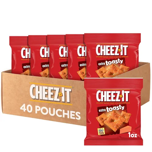 Cheez-It Galletas de queso, galletas horneadas, porción individual, extra tostadas (40 bolsas)