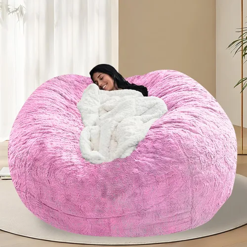 Miniatura 35 de BCU Funda para Silla Puf Ultra Suave Esponjosa de Piel Sintética Falsa Funda para Puf de Felpa Funda para Sillas de Sala de Estar para Adultos