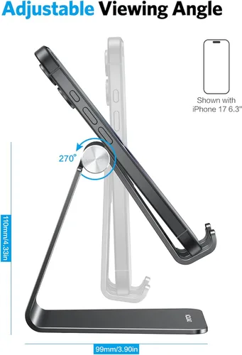 Miniatura 4 de OMOTON Soporte ajustable para teléfono celular, base soporte para teléfono de escritorio de aluminio C2, compatible con iPhone 15, 14, 13, XS, XR, 8