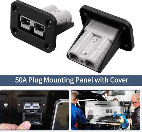Miniatura 3 de 2 piezas Panel de enchufe, Panel de montaje de enchufe de 50 amperios para conectores de la serie Anderson SB50, Placa de montaje empotrado al ras