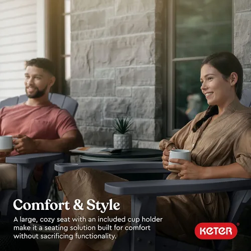 Miniatura 5 de Keter Alpine Adirondack - Sillas de Muebles de Patio de Resina para Exteriores con Portavasos - Perfectas para Playa, Piscina y Asientos de Hoguera