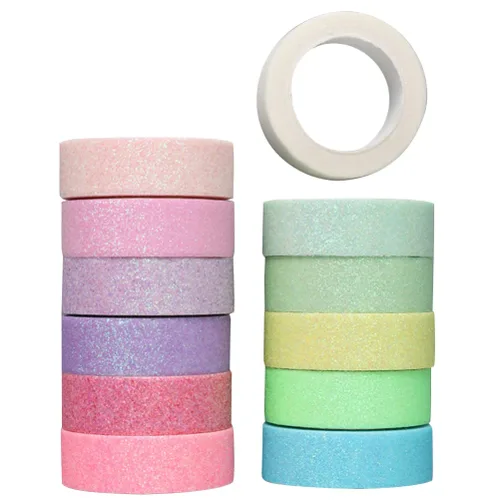 STOBOK Cinta adhesiva Washi con purpurina de macarrón para manualidades, cinta adhesiva de papel Washi para manualidades, álbumes de recortes,